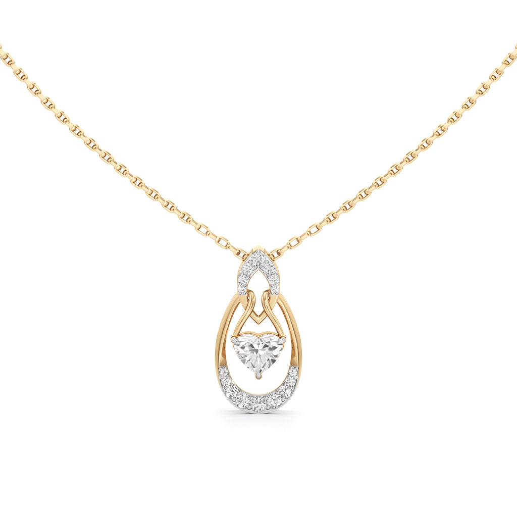 Eternal Heart Drop Pendant  925 Sterling Silver 18k Gold Vermeil Lab Grown Diamond