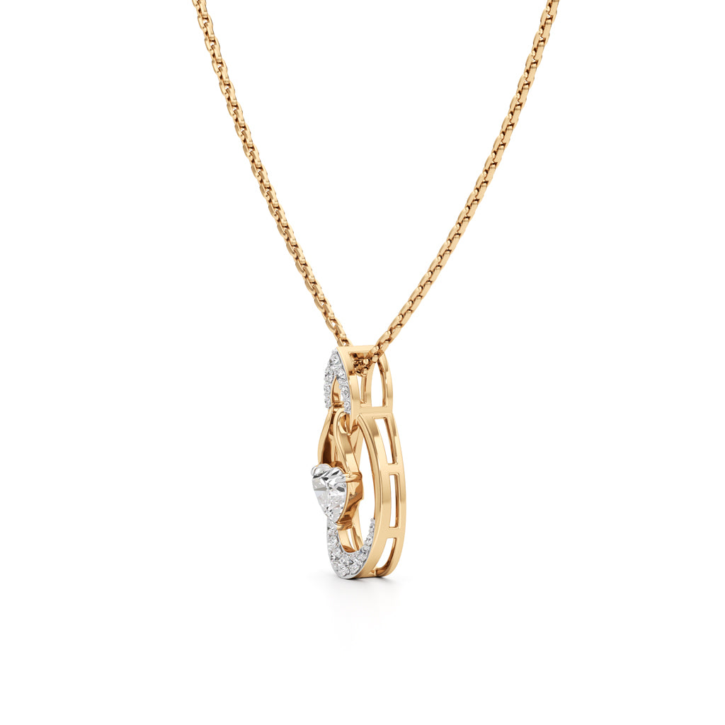 Eternal Heart Drop Pendant  925 Sterling Silver 18k Gold Vermeil Lab Grown Diamond