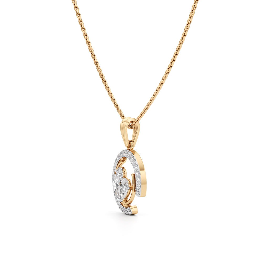 Beautiful 925 Silver 18K Gold Plated Circular Pendant 