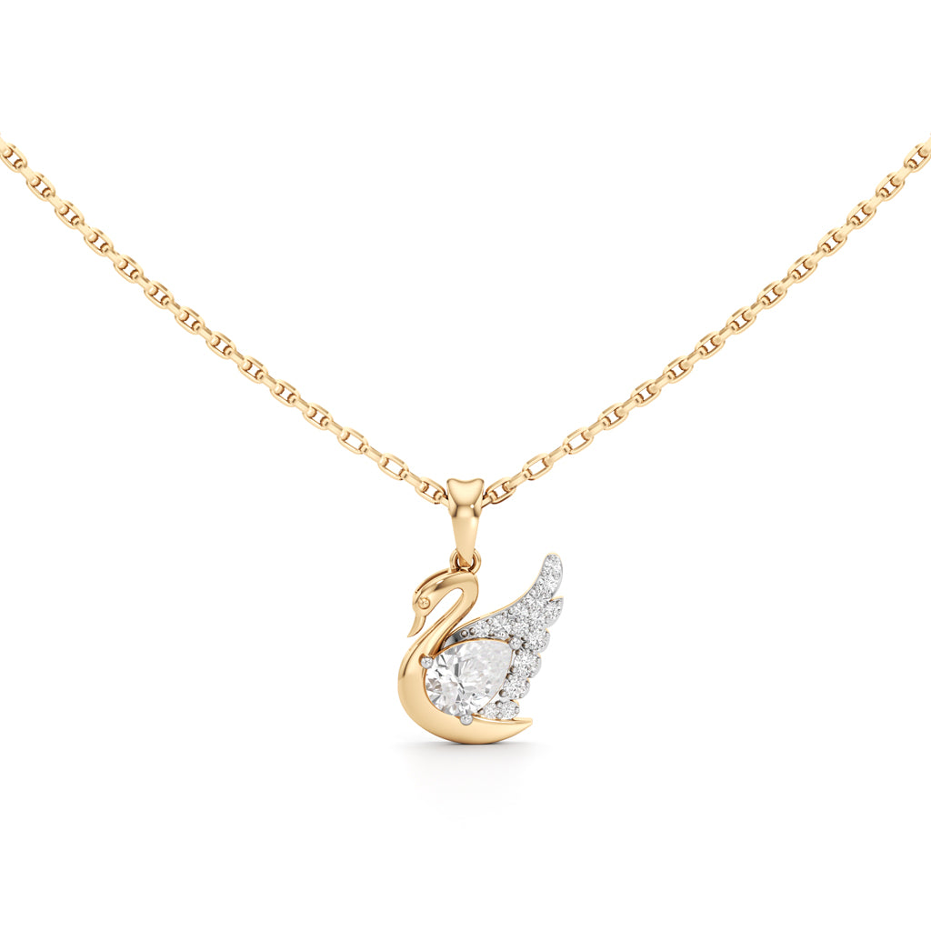Graceful Swan Pendant  925 Sterling Silver 18k Gold Vermeil Lab Grown Diamond
