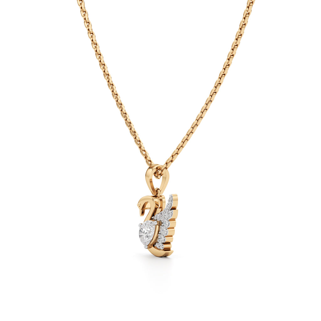 Graceful Swan Pendant  925 Sterling Silver 18k Gold Vermeil Lab Grown Diamond