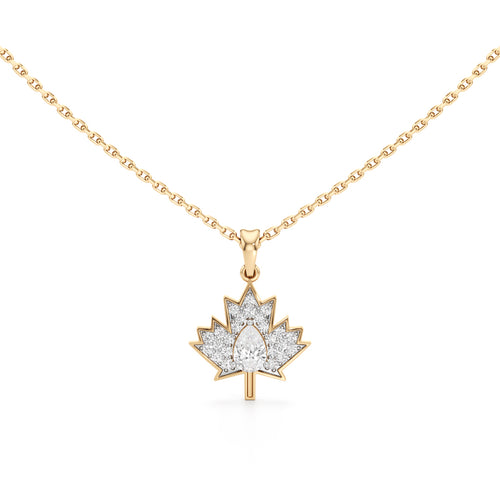 Radiant Maple Leaf Pendant  925 Sterling Silver 18k Gold Vermeil Lab Grown Diamond
