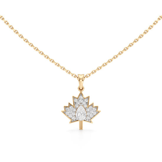 Radiant Maple Leaf Pendant  925 Sterling Silver 18k Gold Vermeil Lab Grown Diamond