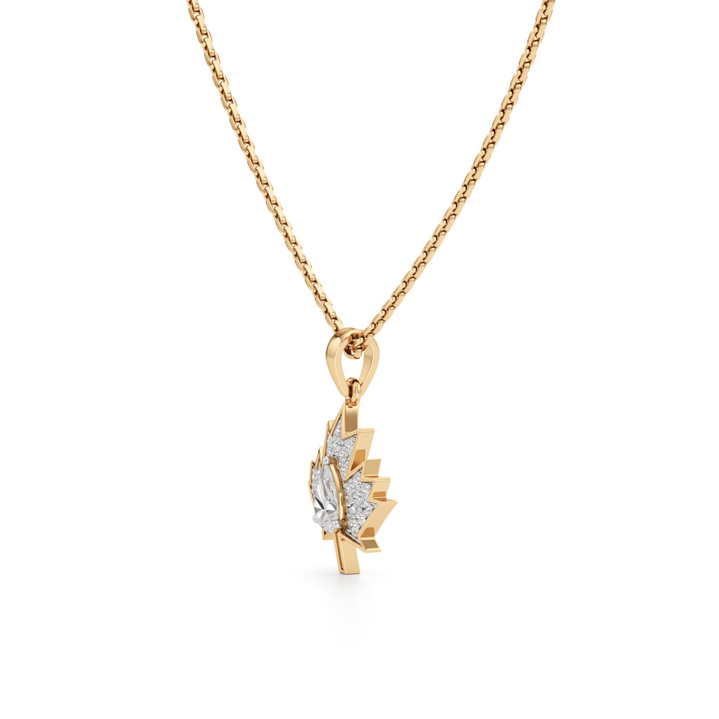 Radiant Maple Leaf Pendant  925 Sterling Silver 18k Gold Vermeil Lab Grown Diamond