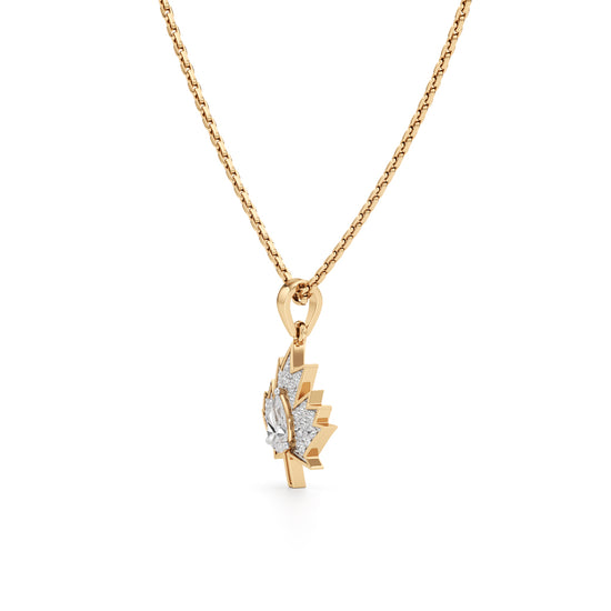 Radiant Maple Leaf Pendant  925 Sterling Silver 18k Gold Vermeil Lab Grown Diamond