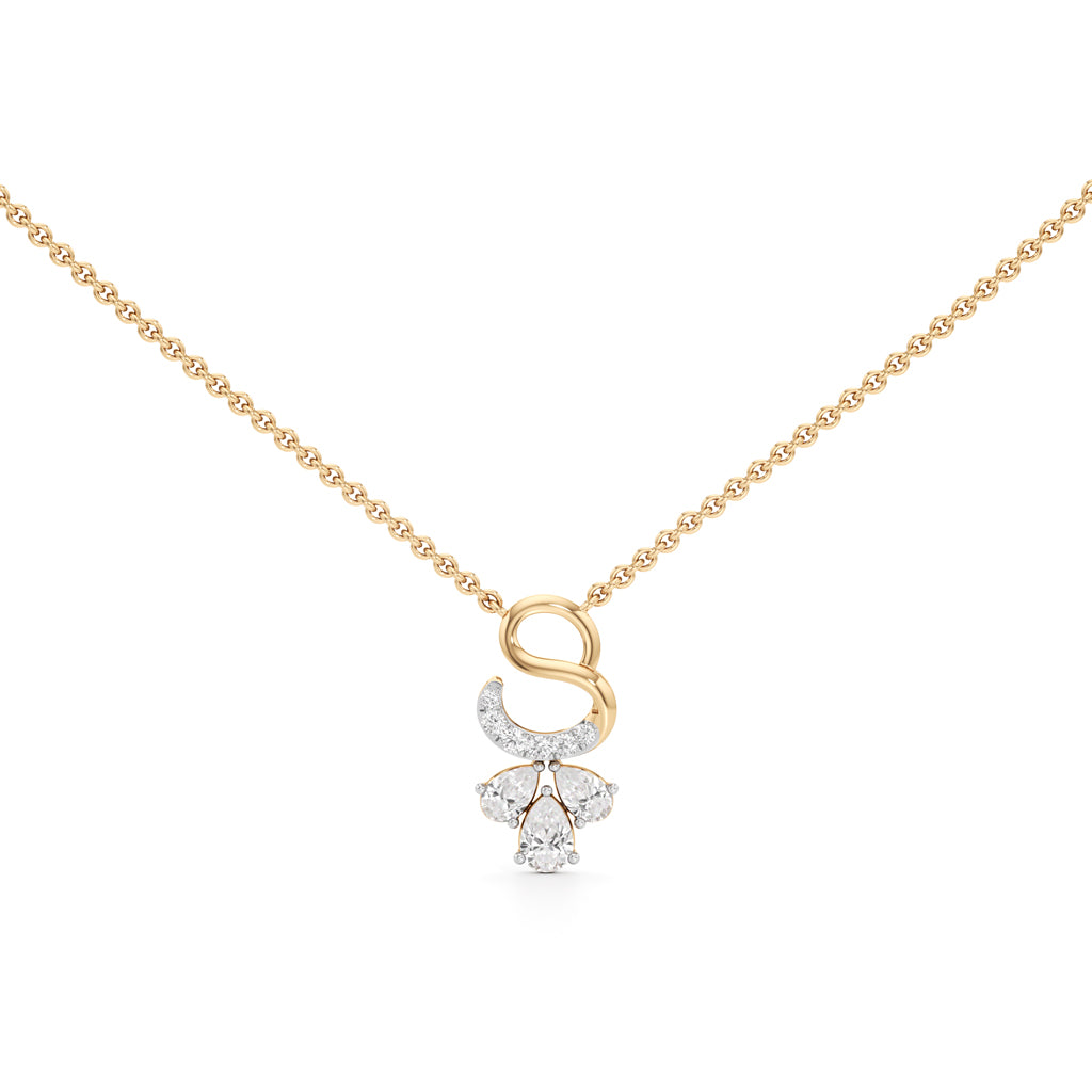 Celestial Crescent Drop Pendant  925 Sterling Silver 18k Gold Vermeil Lab Grown Diamond