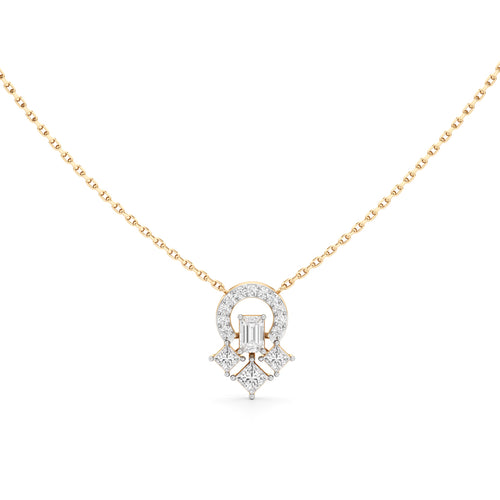 Geometric Halo EmeraldCut Pendant  925 Sterling Silver 18k Gold Vermeil Lab Grown Diamond
