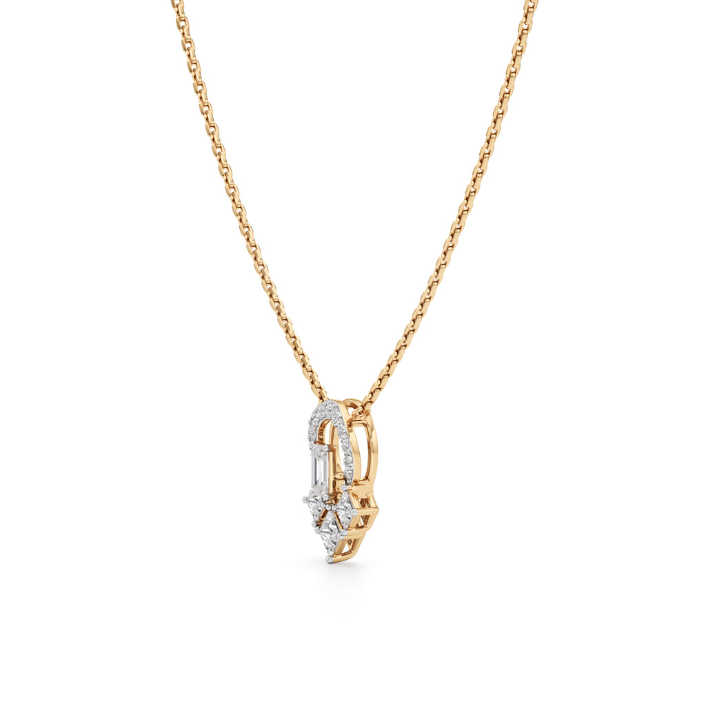 Geometric Halo EmeraldCut Pendant  925 Sterling Silver 18k Gold Vermeil Lab Grown Diamond