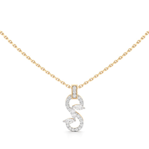 Serpentine Marquise Leaf Pendant  925 Sterling Silver 18k Gold Vermeil Lab Grown Diamond