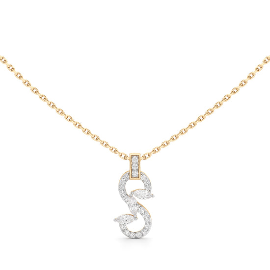 Serpentine Marquise Leaf Pendant  925 Sterling Silver 18k Gold Vermeil Lab Grown Diamond