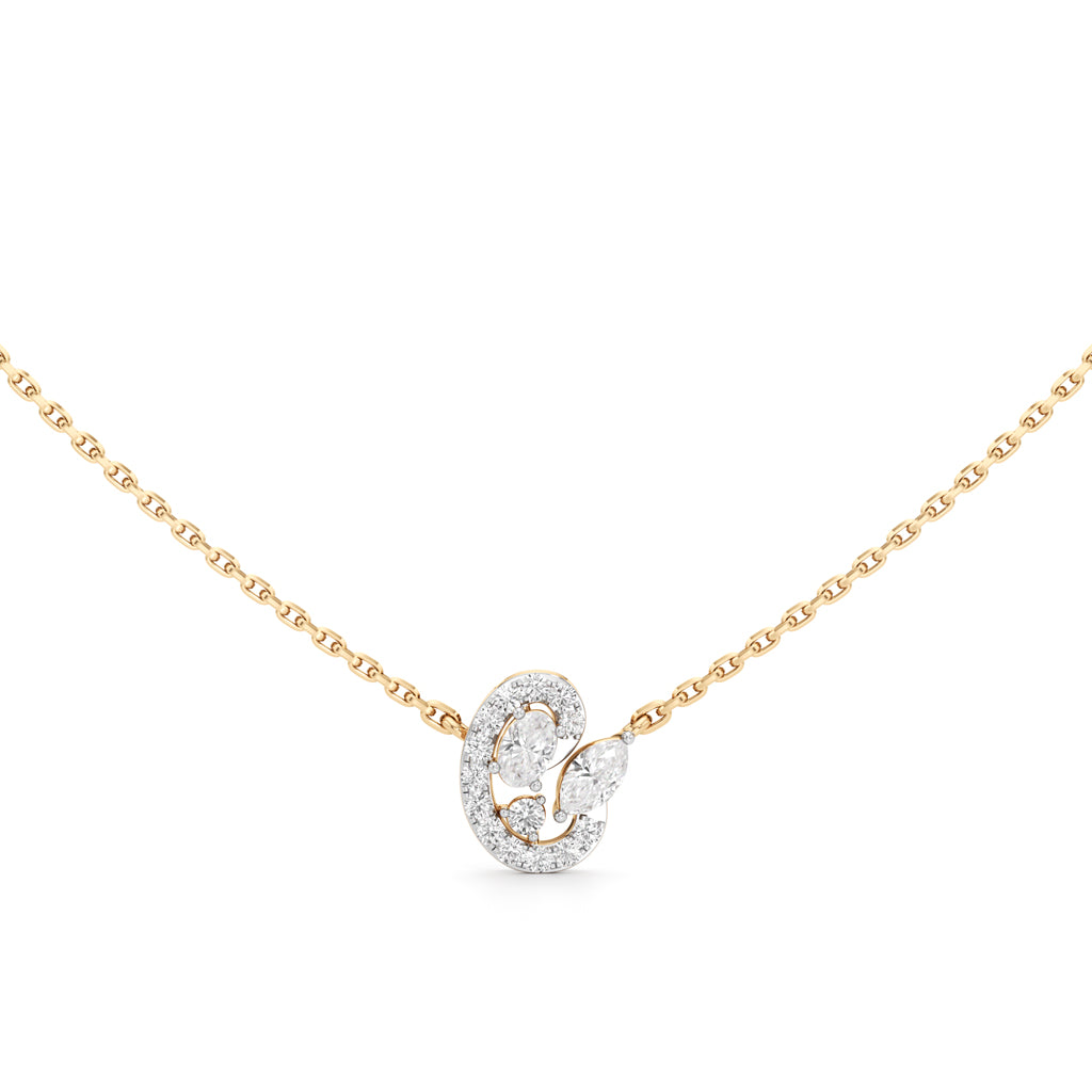 Petal Swirl Marquise Pendant  925 Sterling Silver 18k Gold Vermeil Lab Grown Diamond