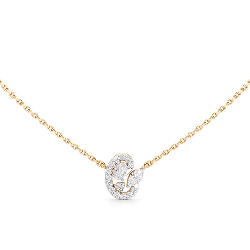 Petal Swirl Marquise Pendant  925 Sterling Silver 18k Gold Vermeil Lab Grown Diamond