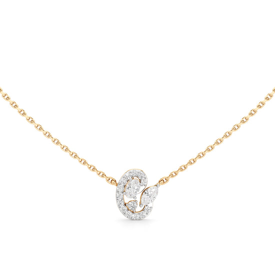 Petal Swirl Marquise Pendant  925 Sterling Silver 18k Gold Vermeil Lab Grown Diamond