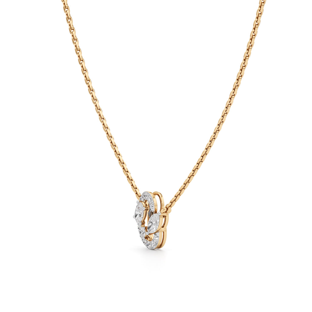 Petal Swirl Marquise Pendant  925 Sterling Silver 18k Gold Vermeil Lab Grown Diamond