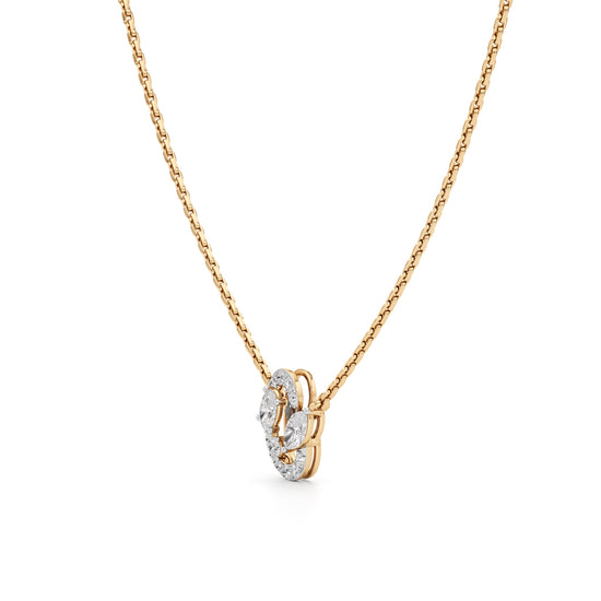 Petal Swirl Marquise Pendant  925 Sterling Silver 18k Gold Vermeil Lab Grown Diamond