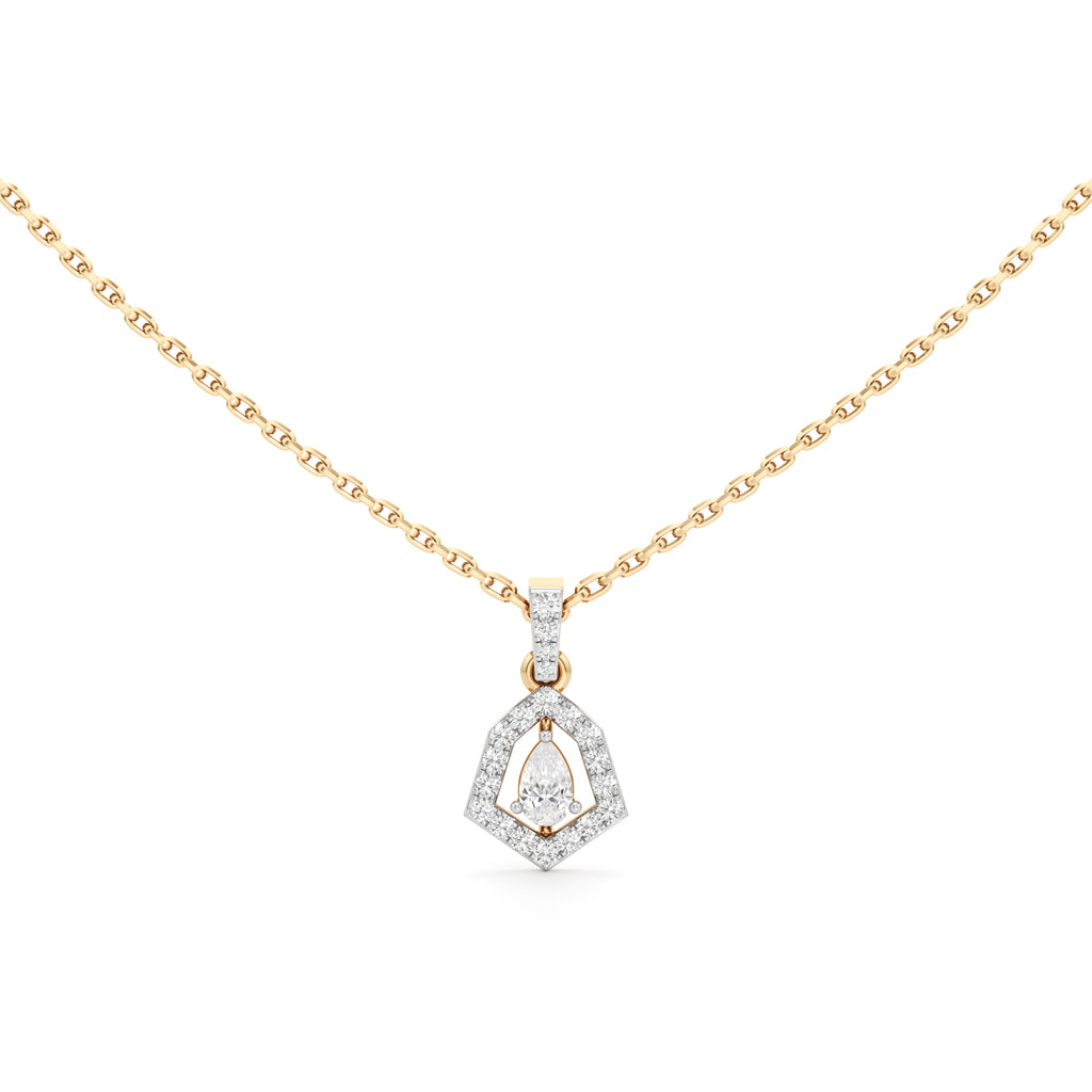 Geometric Pear Drop Pendant  925 Sterling Silver 18k Gold Vermeil Lab Grown Diamond