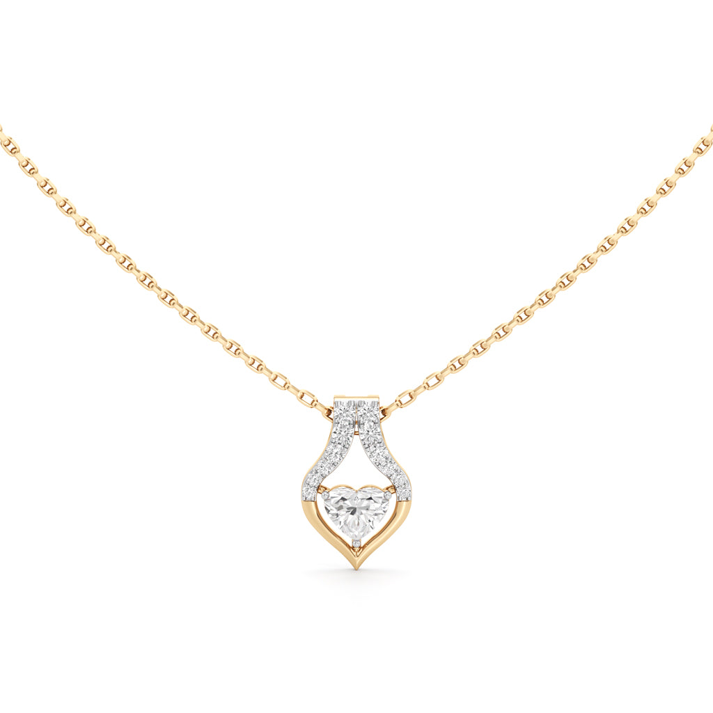 Pretty Heart 925 Silver 18K Gold Plated  Pendant Necklace