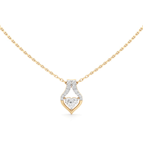 Pretty Heart 925 Silver 18K Gold Plated  Pendant Necklace