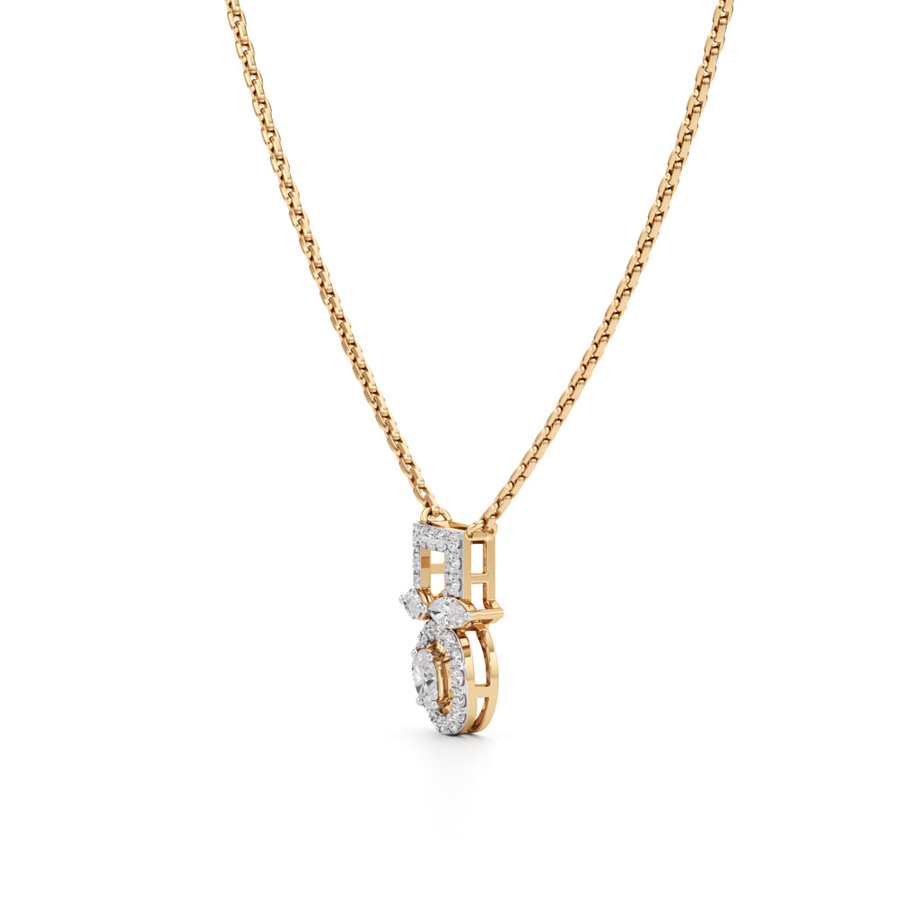 Geometric Designer 925 Silver 18K Gold Plated Pendant Necklace