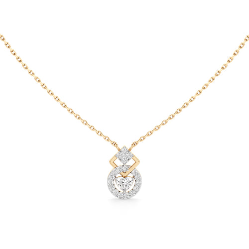 925 Silver 18K Gold Plated Diamond Shape Pendant Necklace