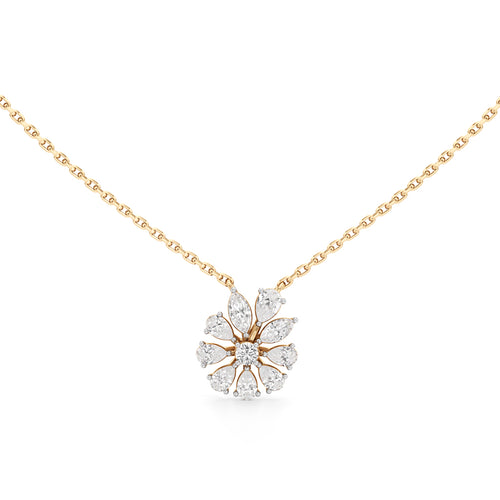 925 Silver 18K Gold Plated Floral Lab Grown Diamond Pendant