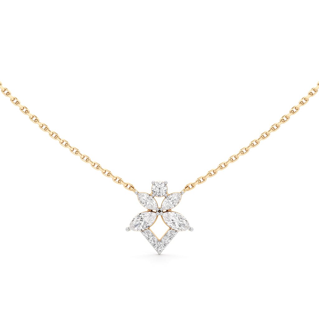 925 Silver 18K Gold Plated Beautiful Lab Grown Diamond Pendant Necklace