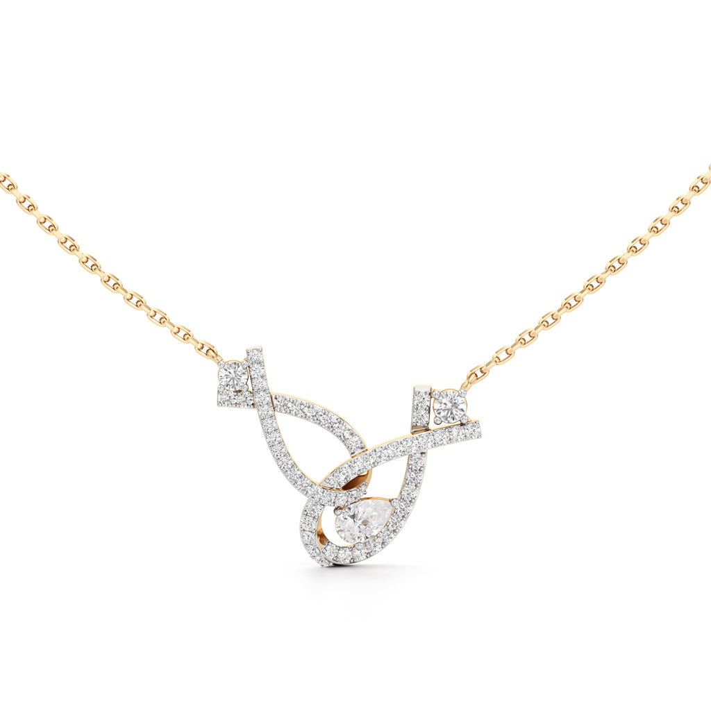 Abstract Infinity 925 Silver 18k Gold Plated Lab Grown Diamond Pendant set