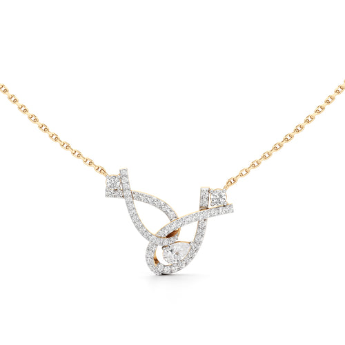 Abstract Infinity 925 Silver 18k Gold Plated Lab Grown Diamond Pendant set