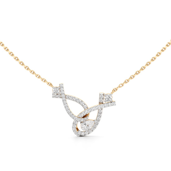 Abstract Infinity 925 Silver 18k Gold Plated Lab Grown Diamond Pendant set