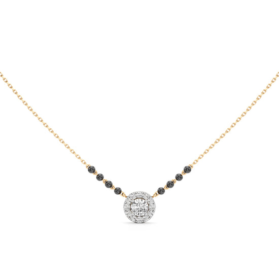 Classic Halo Solitaire 925 Silver 18k Gold Plated Mangalsutra Necklace