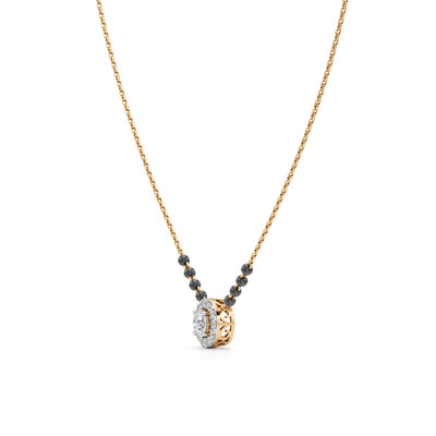 Classic Halo Solitaire 925 Silver 18k Gold Plated Mangalsutra Necklace